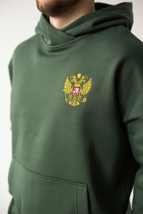 Толстовка с гербом России, цвет Хаки задняя сторона