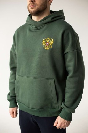 Толстовка с гербом России, цвет Хаки передняя сторона