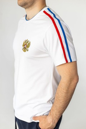 Футболка белая с гербом России задняя сторона