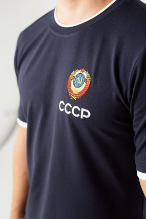 Мужская темно-синяя футболка с гербом СССР задняя сторона