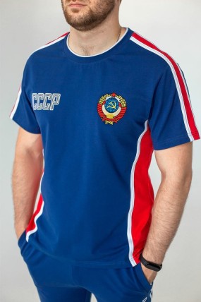 Синяя футболка с гербом СССР передняя сторона