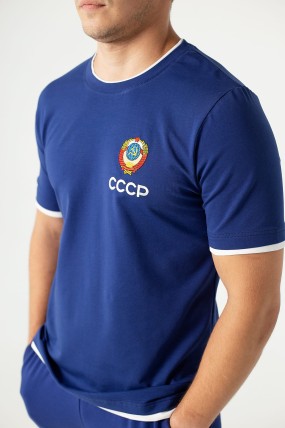 Синяя футболка с гербом СССР передняя сторона