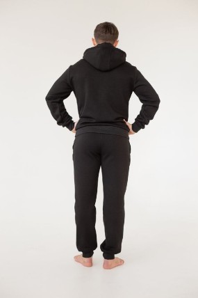 Мужской утепленный спортивный костюм Россия чёрный задняя сторона